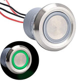 30mm IP68 Latching Push Button Switch 1.18'' Install Size Stainless Steel Head 2NO pre-Wired Green Led Round Button - -